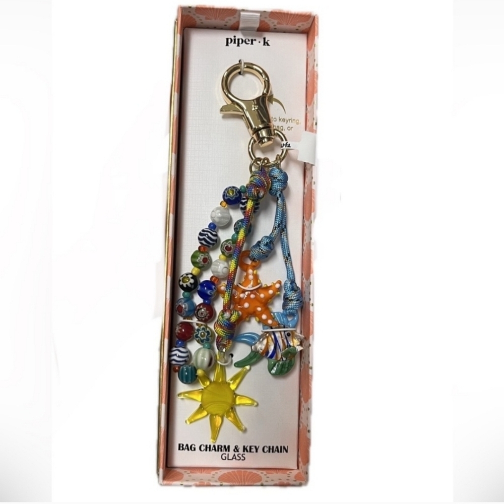 💛▪️Piper K ▪️beautiful Beaded Sea And Sun Glass Keychain bag charm Key Chain